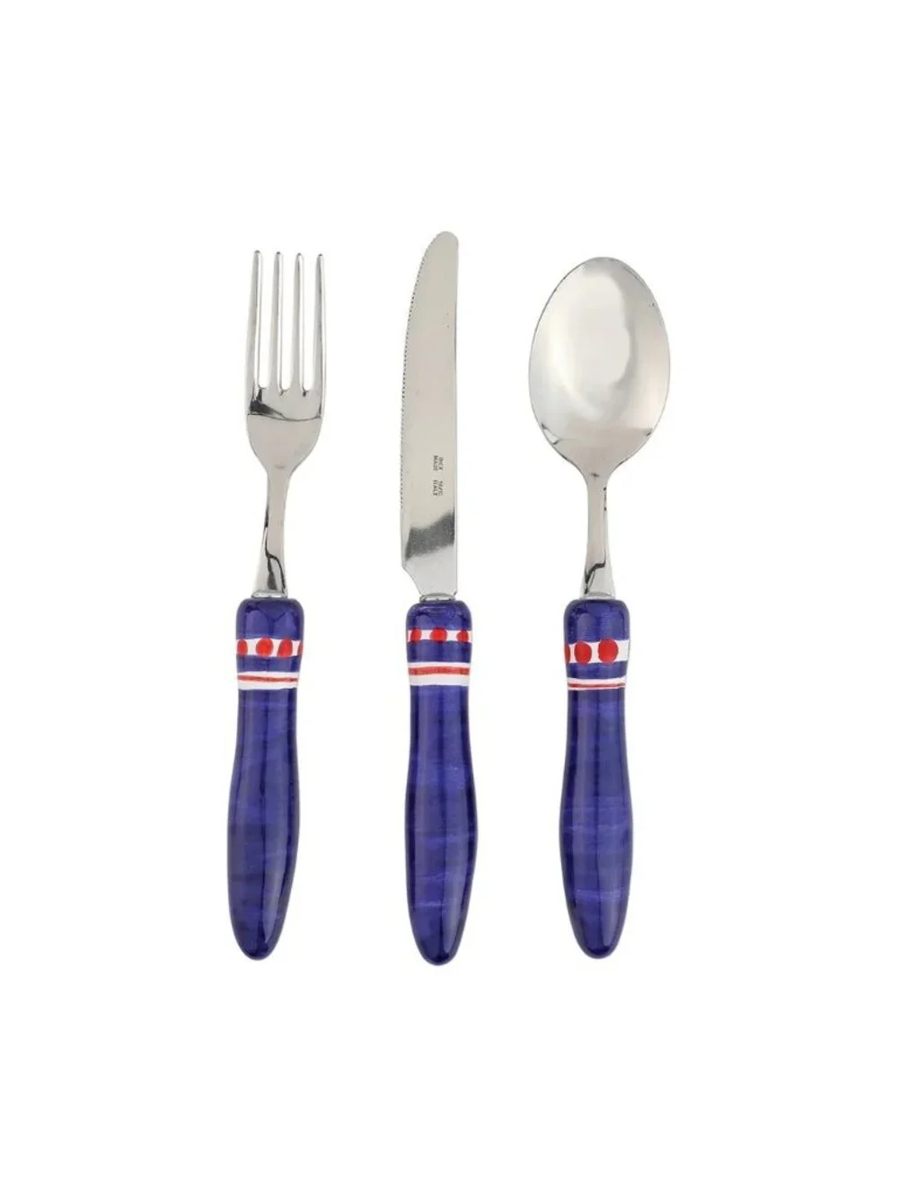 Set of 3 Vietri Positano Blue Three-Piece Flatware Place Settings - NEW